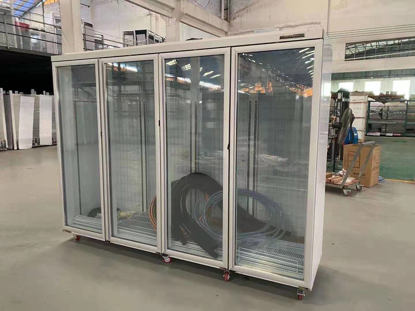 Commercial Glass Door Supermarket Display Cooler Air Cooling Refrigerator With Split Radiator