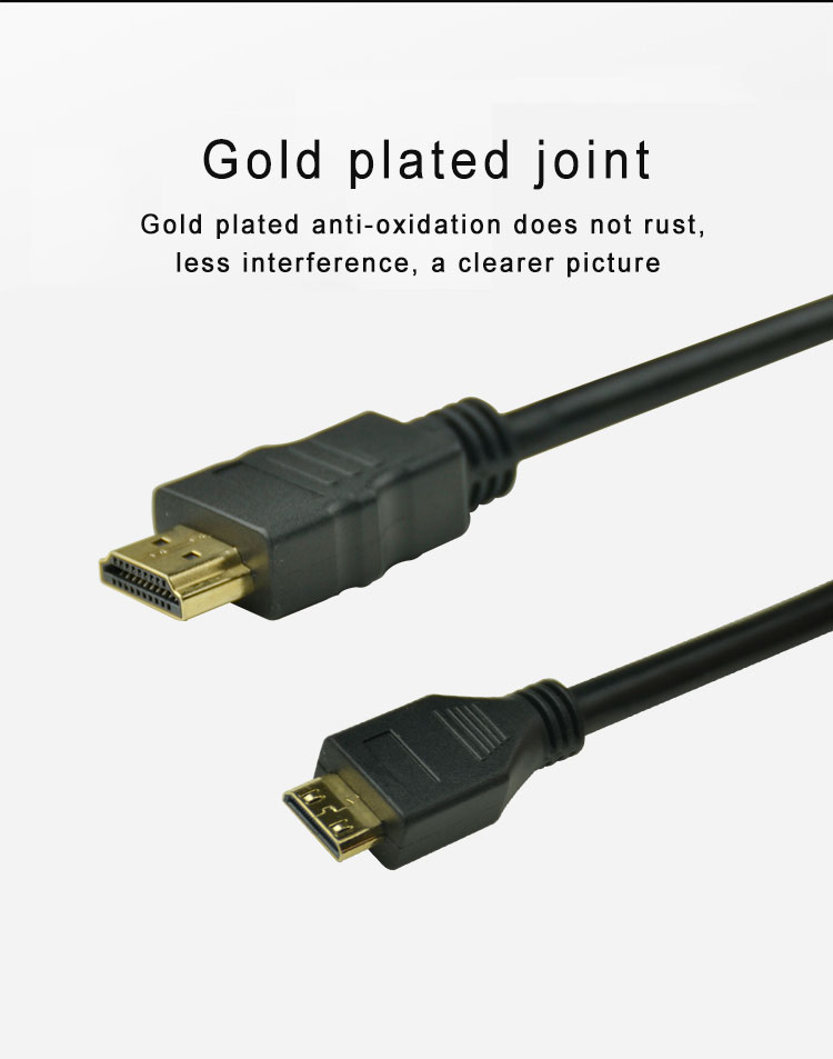 1080P 3D Mini HDMI To HDMI Cable Non Shielded 7.0mm Camera Hdmi Cable