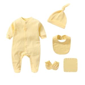 China wholesale new born Infant baby baby clothes 5pcs romper pants bib sock Newborn Baby Outfit Gift Set wholesale