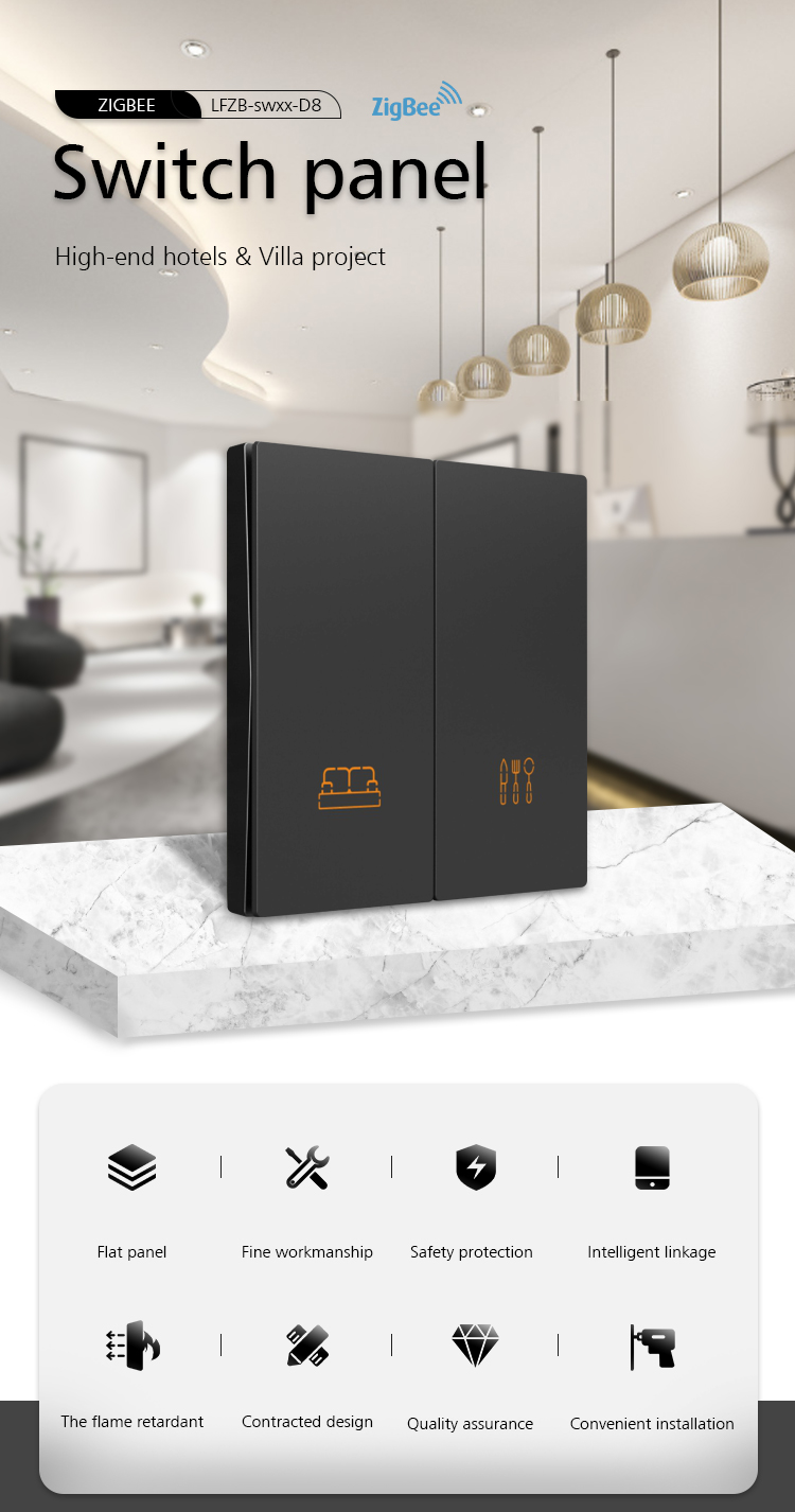 Hotel Guest Room Zigbee Smart Switch Big Button For Light / Curtain