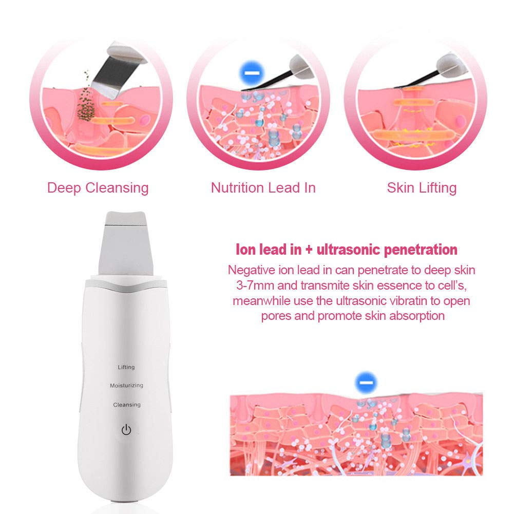 Beauty Salon Facial Skin Ultrasonic Scrubber Electronic Skin Spatula 95g Weight