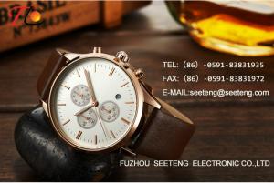 China Brand high quality business Men's analog watch with pu leather strap wholesale