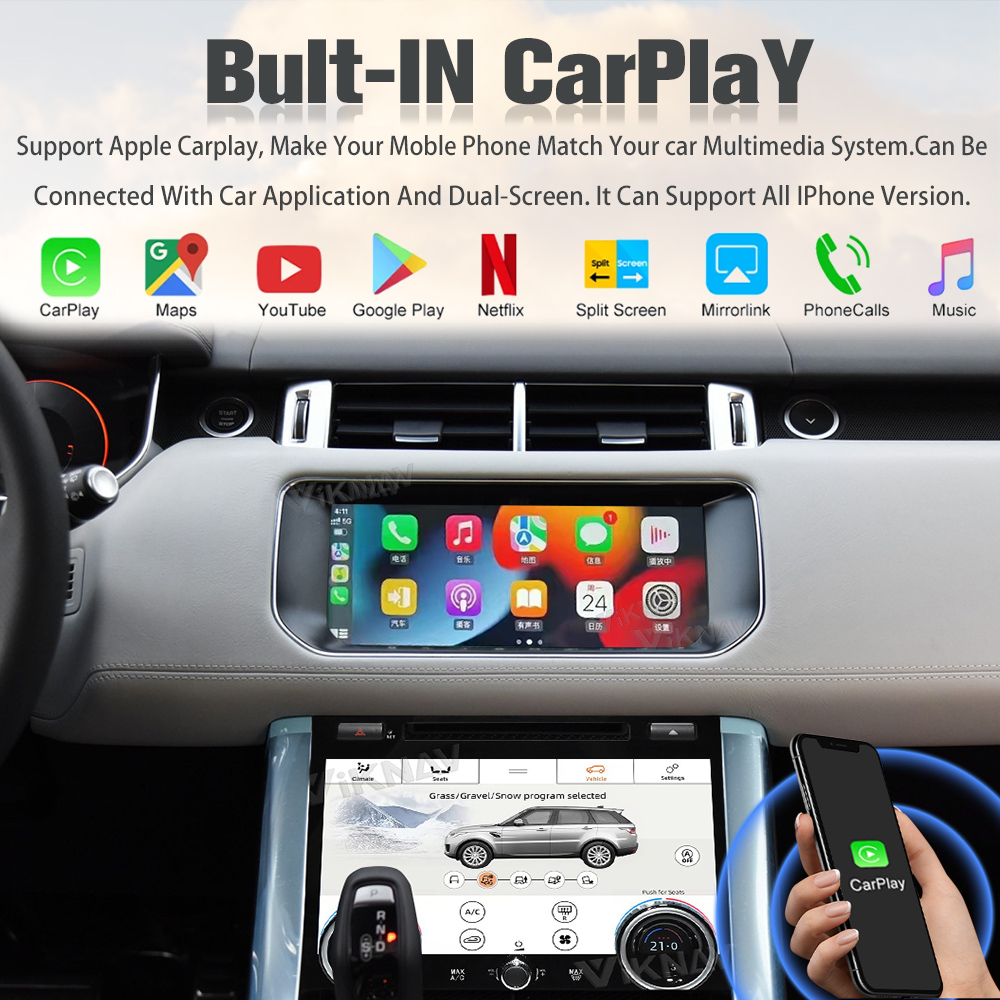 Range Rover Sport L494 Wireless Carplay Android Head Unit And AC Control Screen