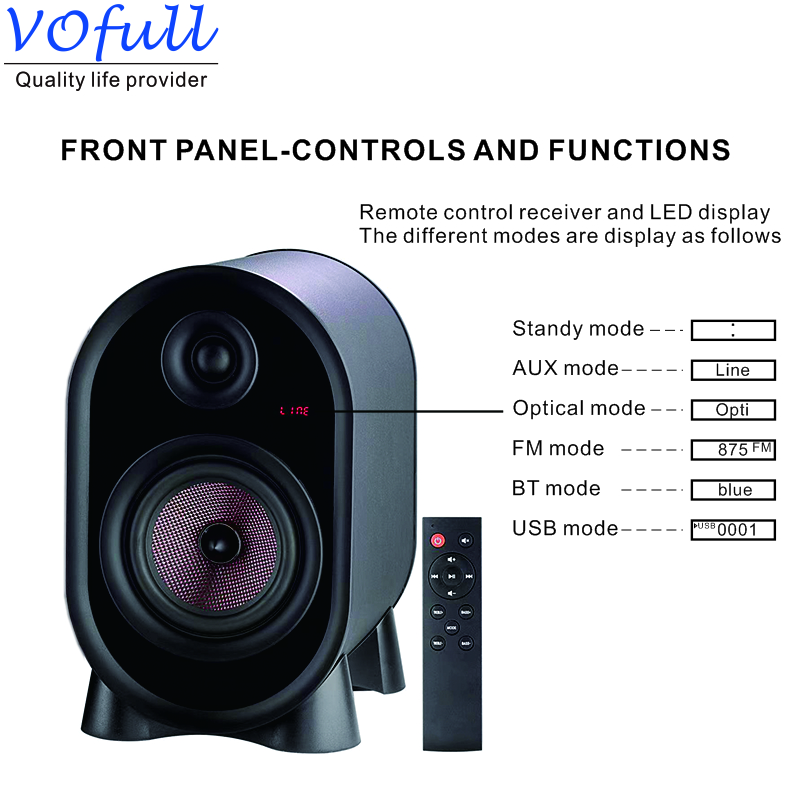 Desktop Wireless Subwoofer Speakers , Active Bookshelf Speaker 85dB Sensitivity