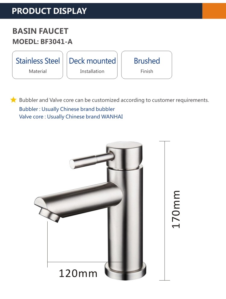 304 Stainless Steel Kitchen Faucet Bathroom Tap Hot Cold Basin Mixer Faucet