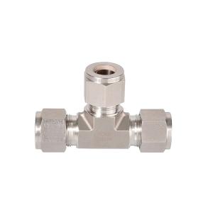 China Stainless Steel Double-Ferrules Compression OD 3/8&quot; Tube Union Tee SS304 Or SS316 wholesale