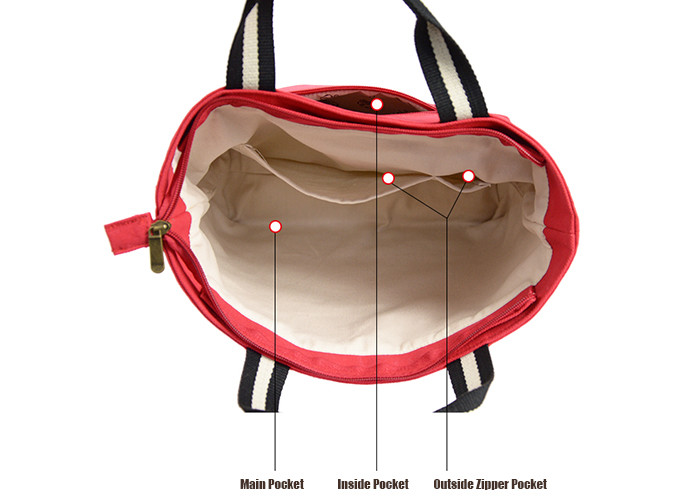 Solid Color Ladies Canvas Bags , Womens Canvas Handbags With Stripe Handle