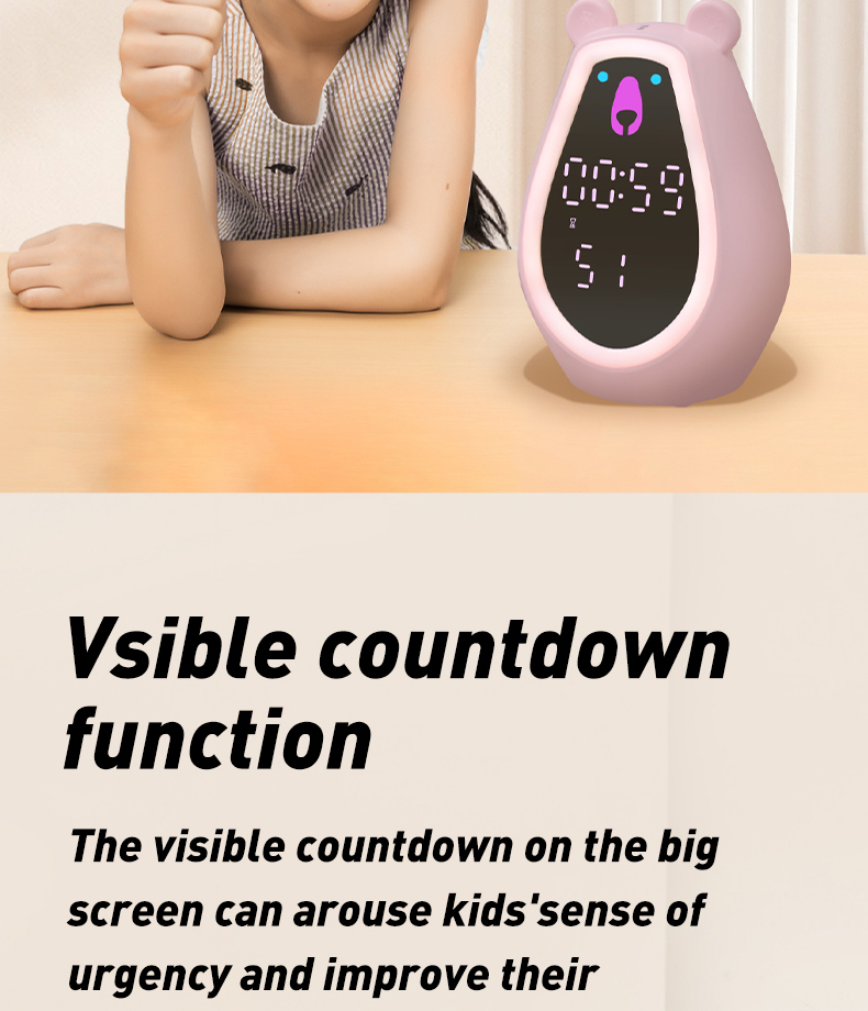 Adjustable Brightness Night Light Voice-Activated Alarm Clock for Kids' Sleep Train