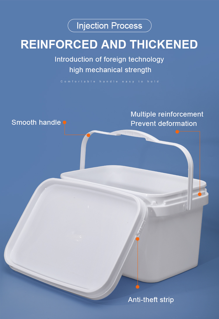1.5L-25L Square Rectangle PP Bucket With Lid For Silk Screen / Heat Transfer Printing