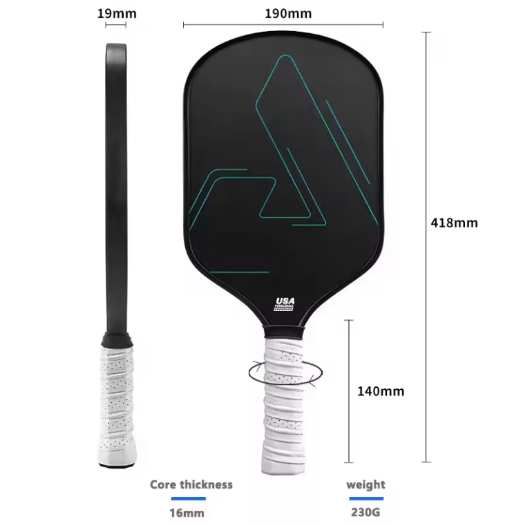 Entertainment Pickleball Paddle with T700 Carbon Fiber Technology and PU Handle Leather