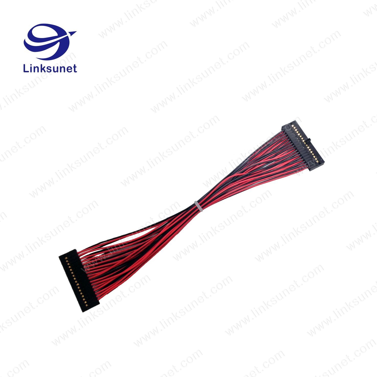 Double row 2.54MM PICH Automotive wire harness 44P Add UL standard UL1332 - 22AWG RD/BK Single Cable