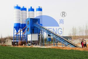 China HZS90 Precast Concrete Production Equipment, 4 Bins Wet Mix Concrete Batch Plant wholesale