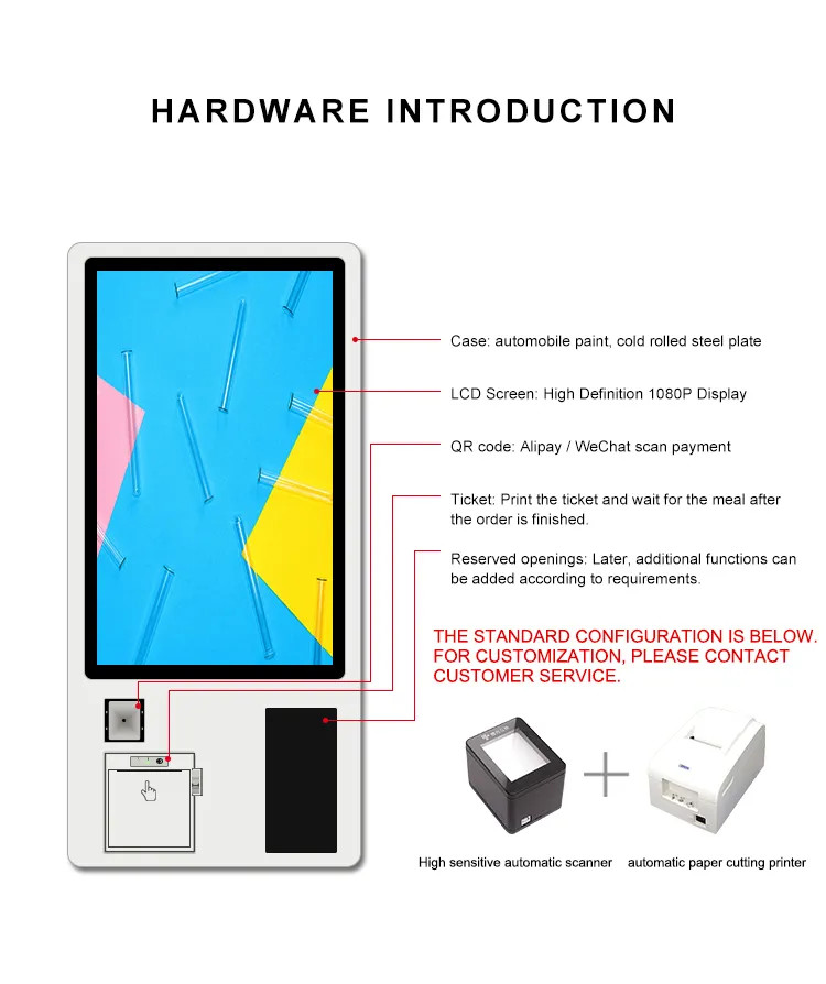 Hot Sale 27 inch Smart Food Self Service Order Kiosk For Order Self Service Terminal