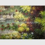 Handmade Canvas Mediterranean Oil Painting Linen Garden Scenery Oil Painting