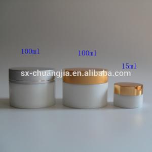 China cosmetic 100ml wide mouth face mask opal white cream glass jar wholesale