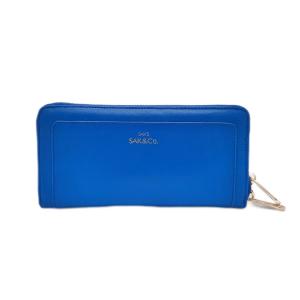 China Genuine Leather Women Wallets With Zipper Fashion Blue Long Ladies Purse WA14 wholesale