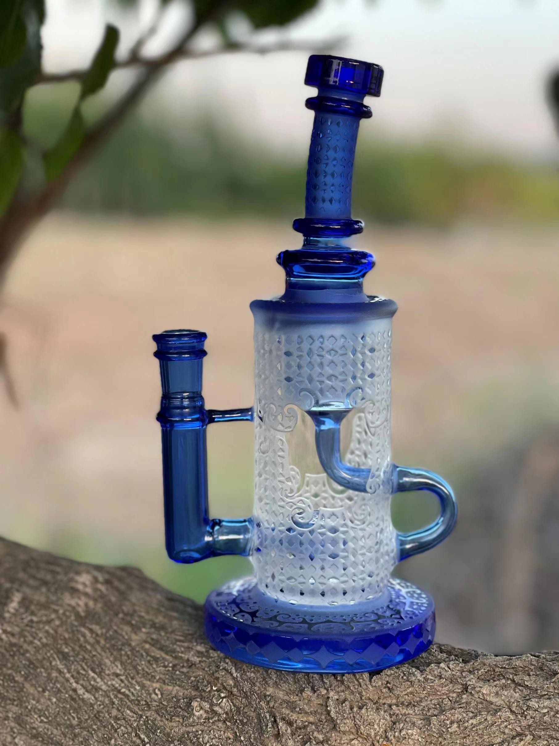 Overstock 14 Inches Glass Water Pipe With Colored Glass Ball DAB Rig Glass Pipe
