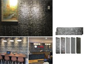 China Striped Grey 1160x300x30mm Cultural Stone Brick Polyurethane Office Bar Decorative Wall Panel Firebrick Light wholesale