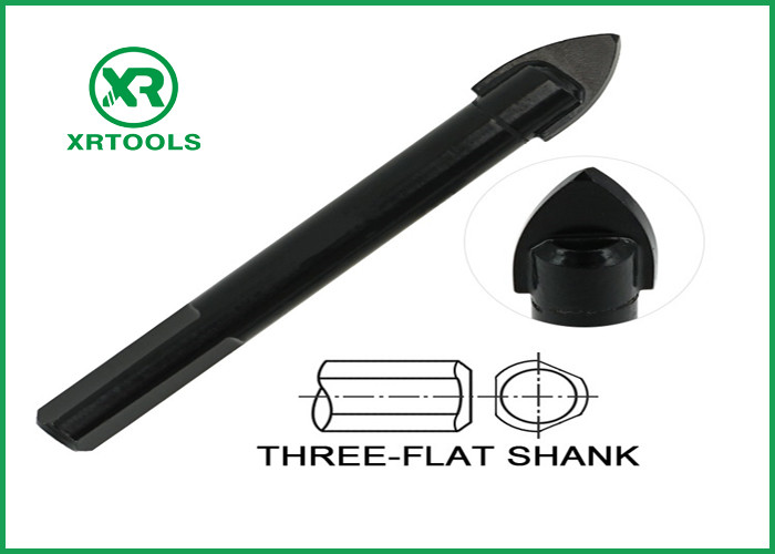 Black Oxided Glass Cutting Drill Bit Three Flat Shank Carbon Steel Material