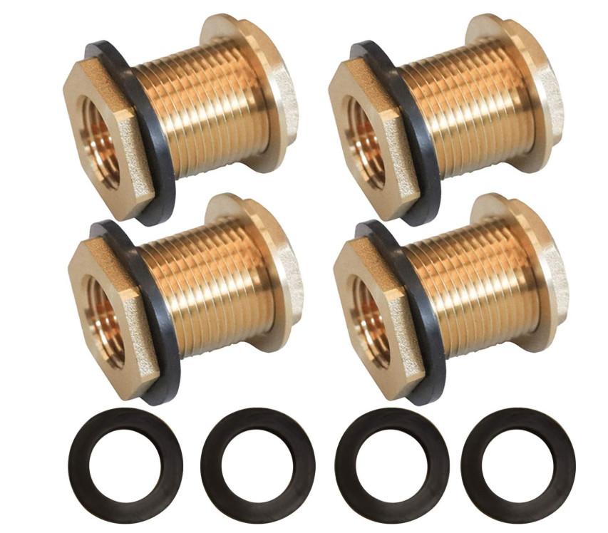 1/2" Female 3/4" Male GHT Solid Brass Bulkhead Connector With Rubber Ring