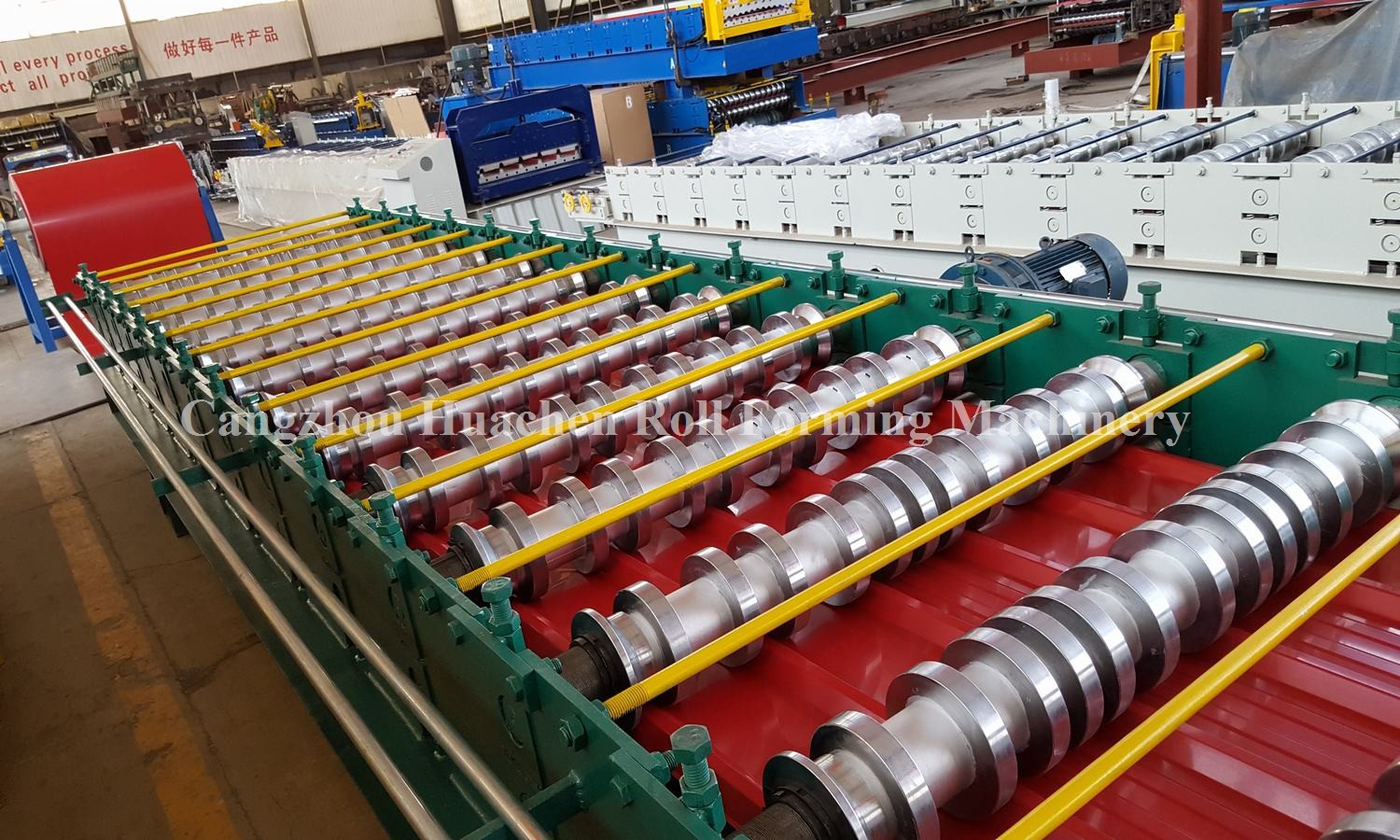 Iron Sheet Roll Forming Line , Corrugated Double Liner Metal Roof Tile Making Machine