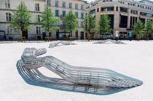 China Public Sculpture Furniture Art Polished Outdoor Stainless Steel Chair Customized wholesale