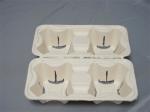 4 Cell Cup Biodegradable Sugarcane Plates Bagasse Pulp 220x218x46.6mm