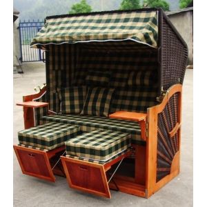 China All Weather Waterproof Roofed Wicker Beach Chair With Two Seat wholesale