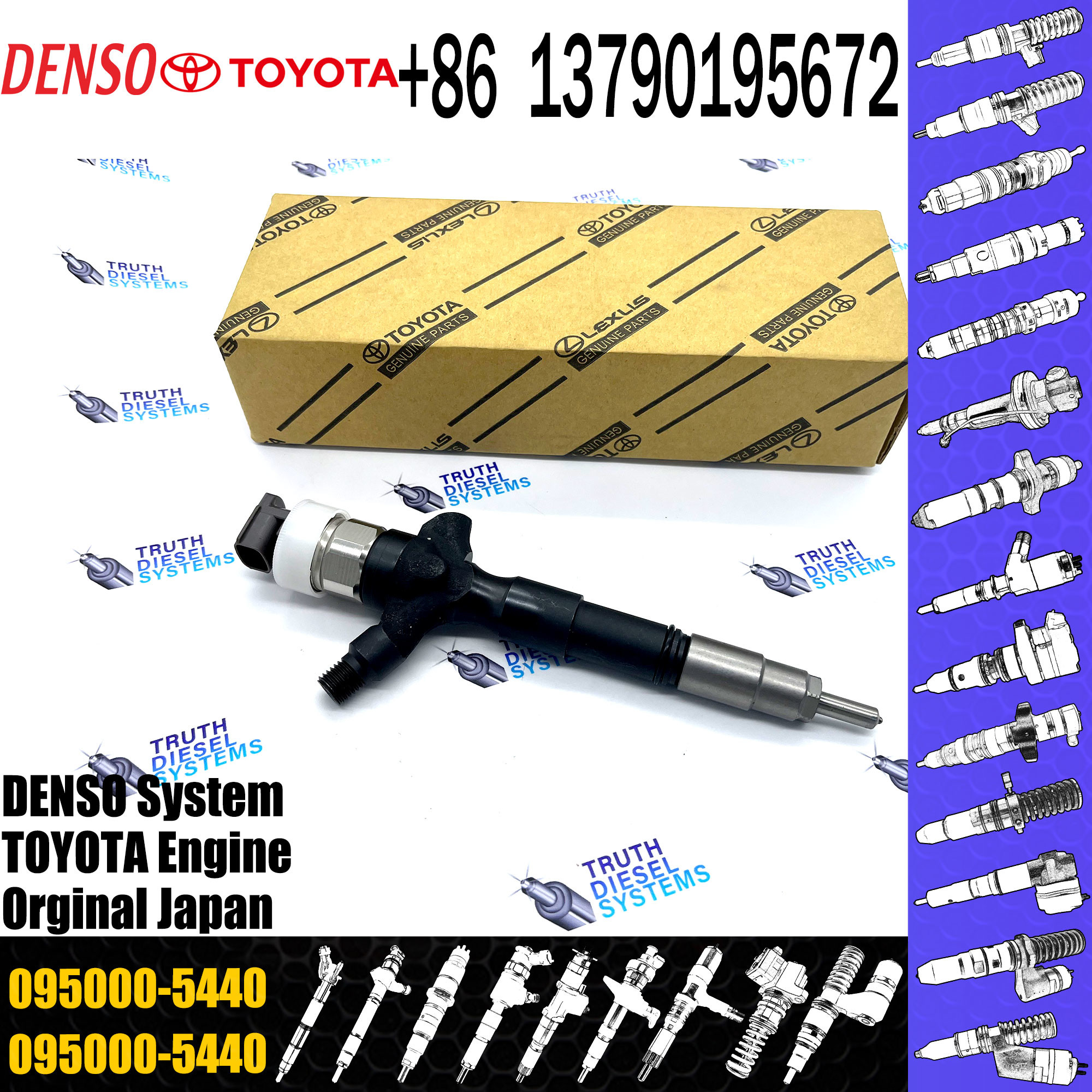 diesel engine injector 095000-5440 for toyota diesel fuel injector injection engine parts 23670-0L020