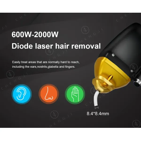808nm/1064nm/755nm Diode Laser Hair Removal Machine with 600W-2000W Power and 14*38mm² Spot Size for Effective Hair Removal