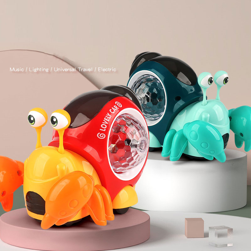 Items Electric Universal Hermit Crab Colorful Music And Lighting Projection Cartoon Small Crab Children'S Puzzle Toy