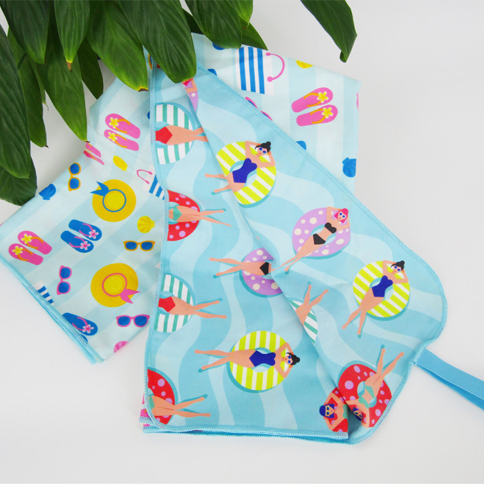 Digital Printed Bulk Suede Microfiber Beach Towel Swimming Custom PMS Color