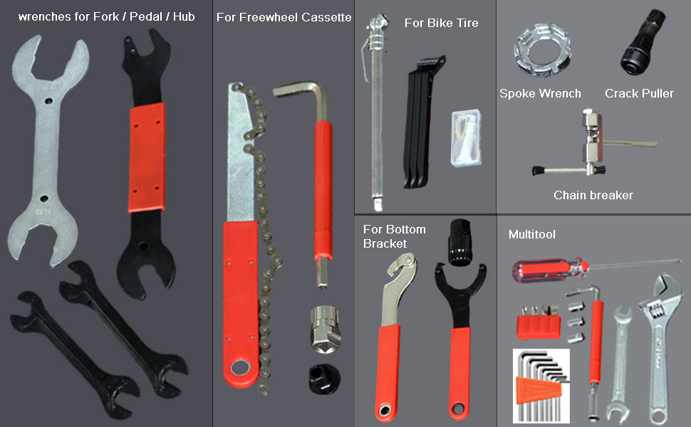 Bike Repair Tool Kit - 16 in 1 Bicycle Multitool Mountain Bike Tool Cycling Maintenance, Bike Hex Key Wrench