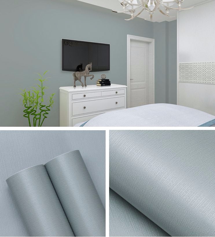 Blue Color Peel and Stick Wallpaper 3d Plain Solid Color Wallpaper for Soundproofing in Home Decoration