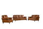 Living Room Genuine Soft Leather Sofa Vintage Tan Brown Color With Rolled Arms