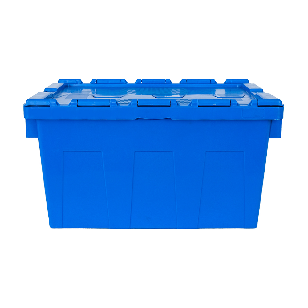 Transport Attached Lid Tote Container with Plastic Moving Crate in Customized Color