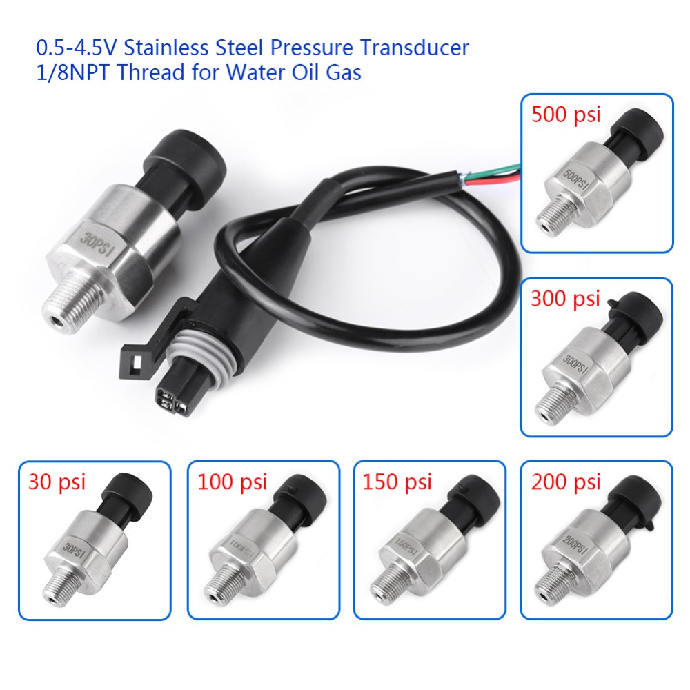 High Precision Pressure Transmitter Thread Stainless Steel Sender Sensor for Oil Fuel Air Water Tool