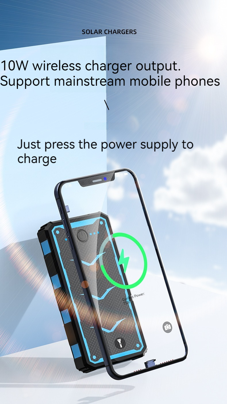 22.5W Output Solar Mobile Charger 20000mAh Wireless Charging Power Bank for Smartphones