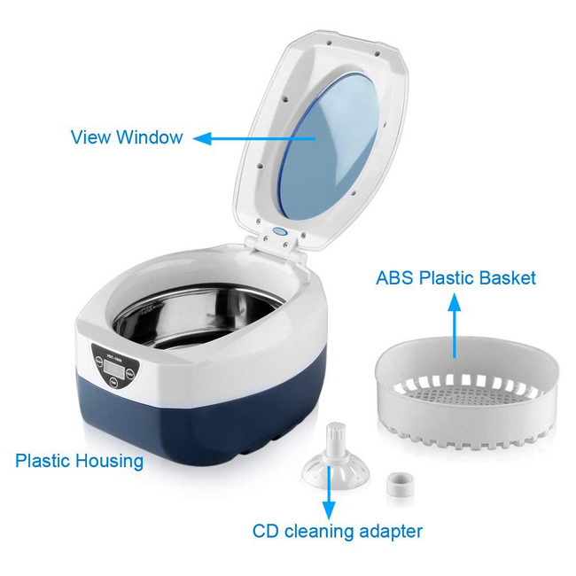 Portable 750ml 40kHz 35W Digital Ultrasonic Cleaner 5 Mins Timer