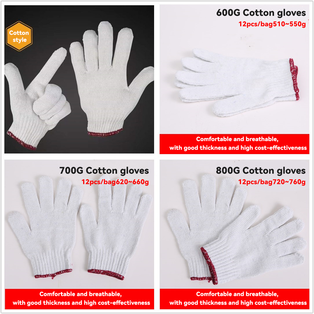 Customized Cotton/Polyester Work Gloves for Industrial Protection Length 19-24cm