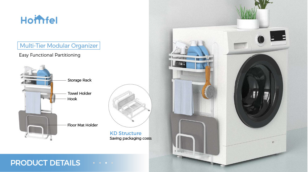 Metal Japanese Bathroom Organizer Magnetic Washing Machine Organizing Rack