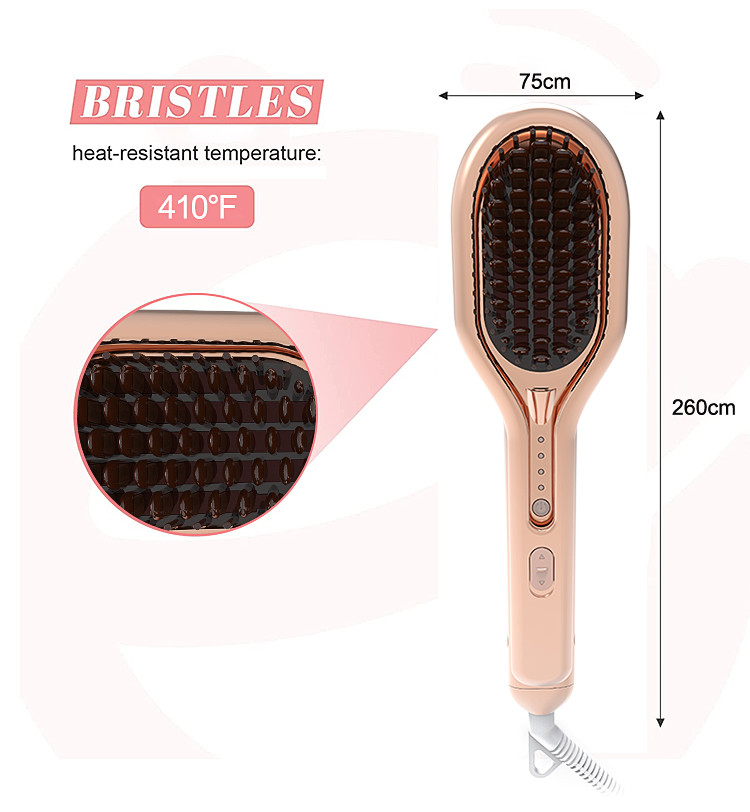 42W Electric Hair Brush Straightener PTC Heater Plastic Aluminum Material