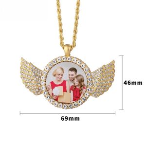 Jewelry Experience Pendant Necklace Sublimation Blank Rhinestones Wing Necklace