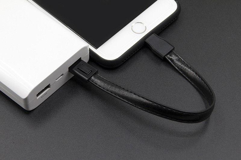 Android Length 13cm USB 2.0 Charging Cable PU Leather Keychain
