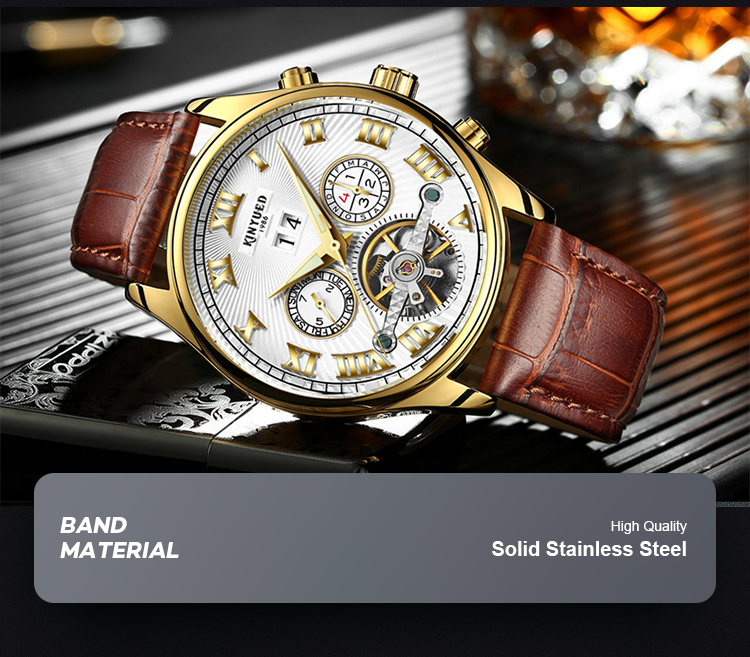 KINYUED Custom Logo Original Luxury Brand Automatic Mechanical Tourbillon Watch Men