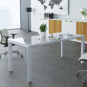 China H750mm Office Conference Table Metal Legs Glass Meeting Desk on sale