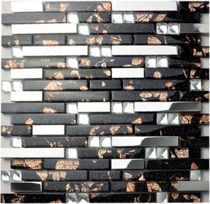 China Diamond Crystal Glass Bathroom Backsplash Tile Blend 304 Stainless Steel Sheet wholesale