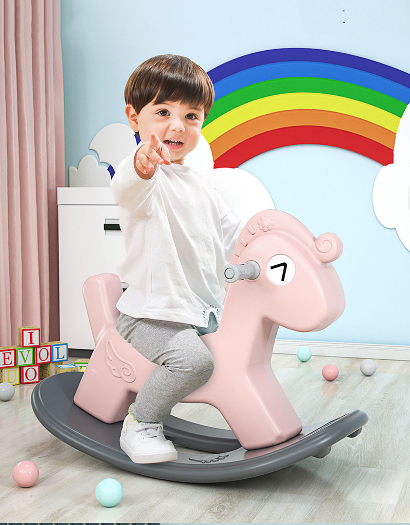 Gender-Neutral PVC Rocking Horse Roller Coaster Fun Toddler Ride-on Toy for 1-5 Year Olds