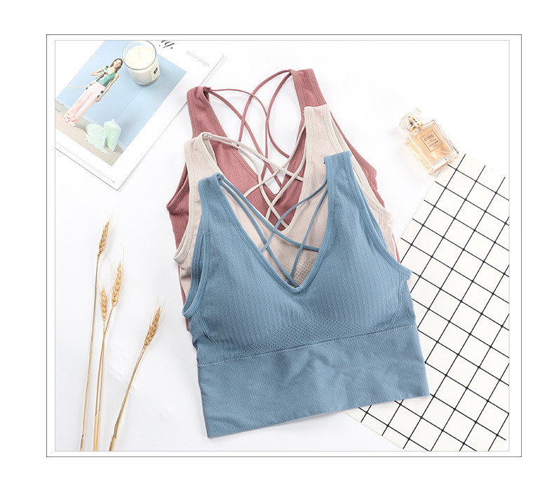Comfortable Cotton Underwear, Breathable and Removable Foam Pad Sports Bra Lingerie