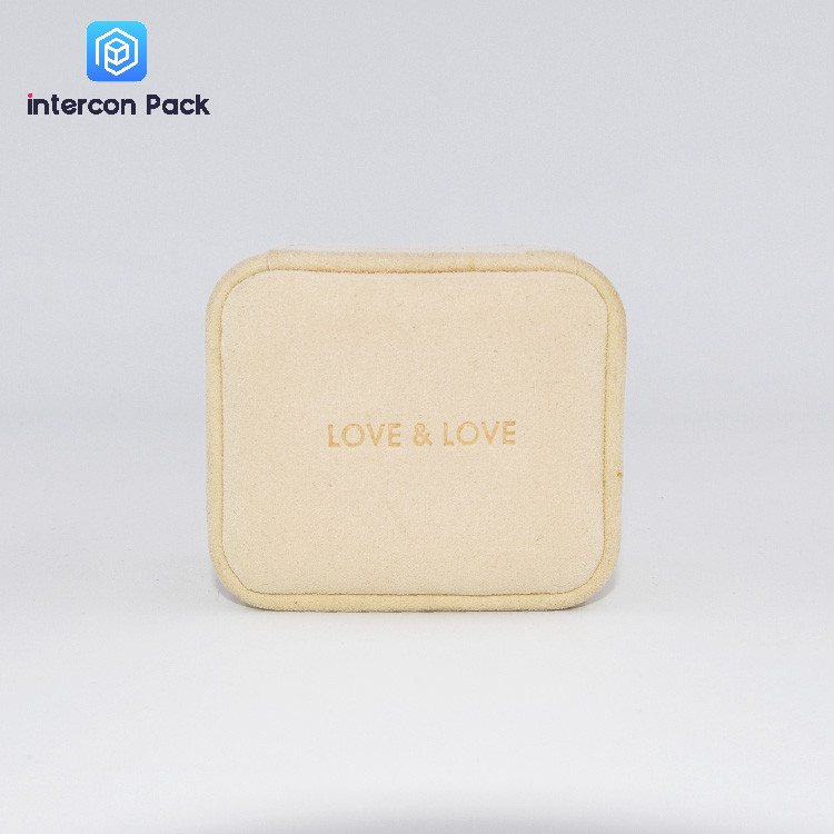 Flip Small Jewelry Packaging Boxes Polyurethane Flocking Cloth Clamshell Jewelry Box